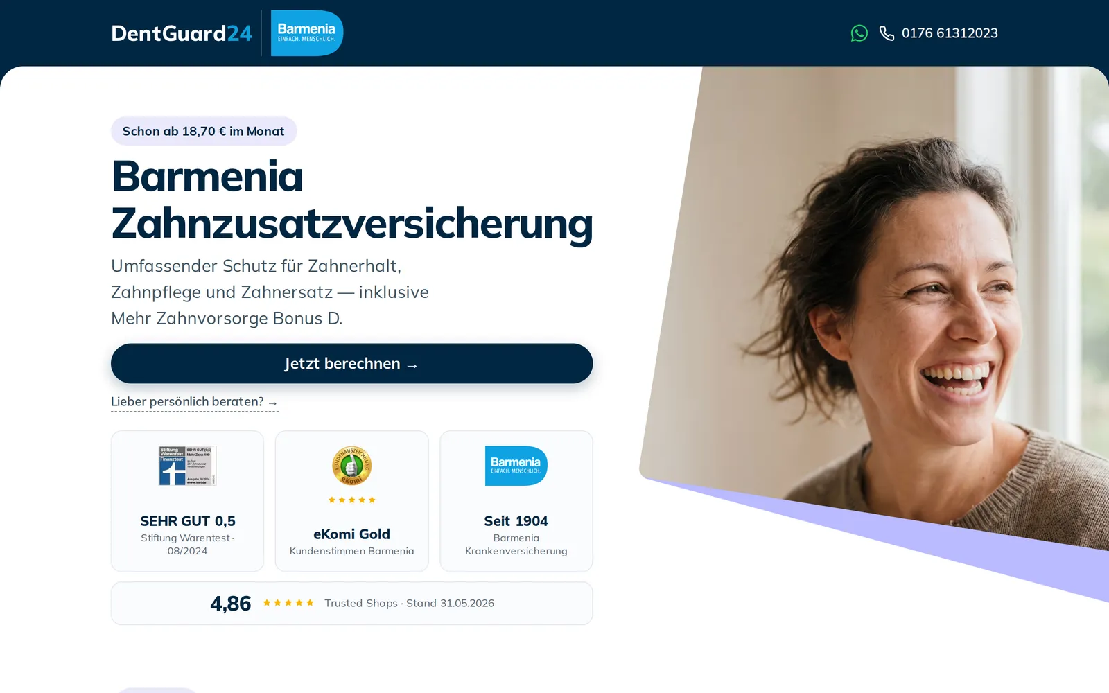 Live-Ansicht von dentguard24.de (Desktop)