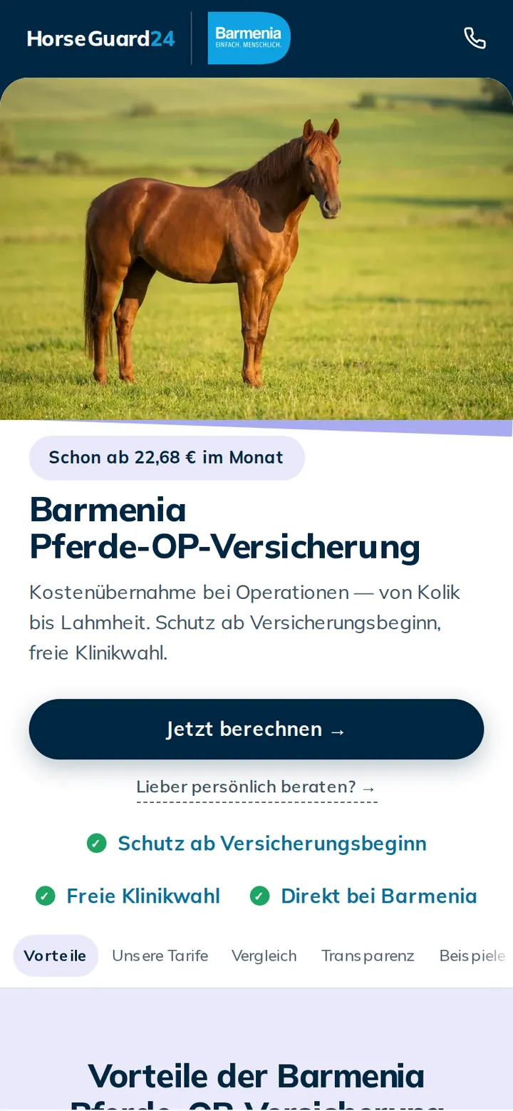 Live-Ansicht von horseguard24.de (Mobil)