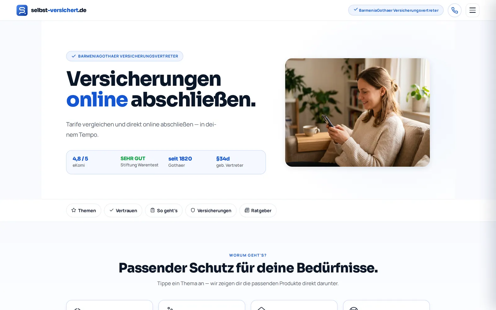 Live-Ansicht von selbst-versichert.de