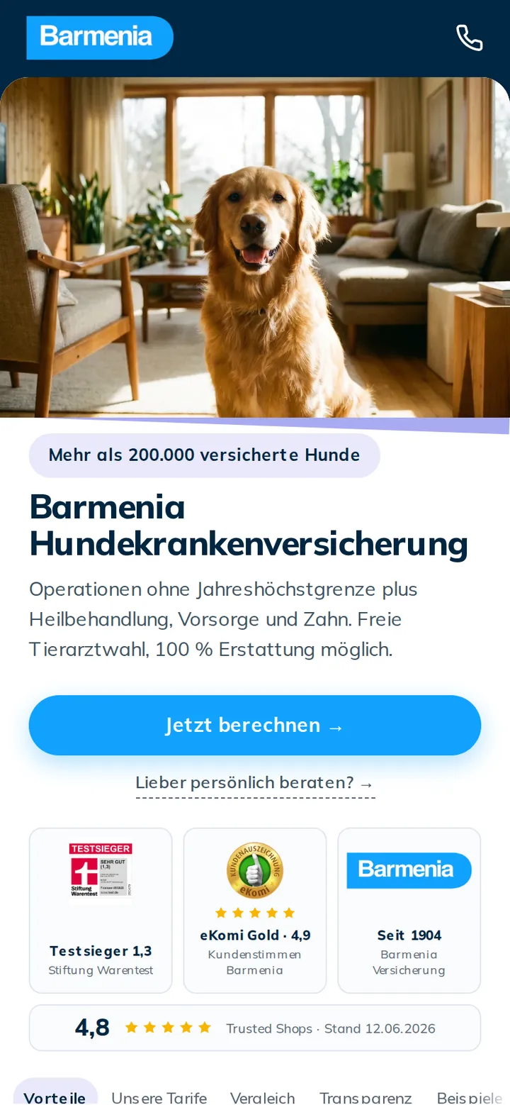 Live-Ansicht von vetguard24.de (Mobil)